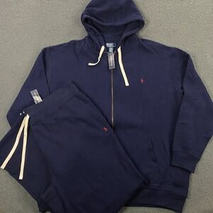 Polo Ralph Lauren Sweat Suit Set 4XLT Hoodie Pants Pony Blue Deastock VTG NWT